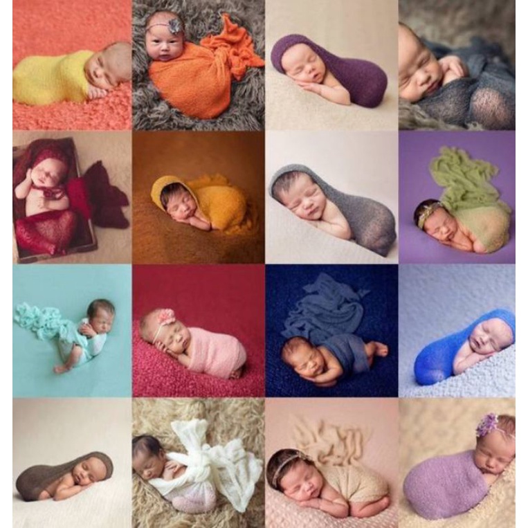 Baby knitted photo props wrap stretch blanket | bedong rajut photography | Warna 1 |