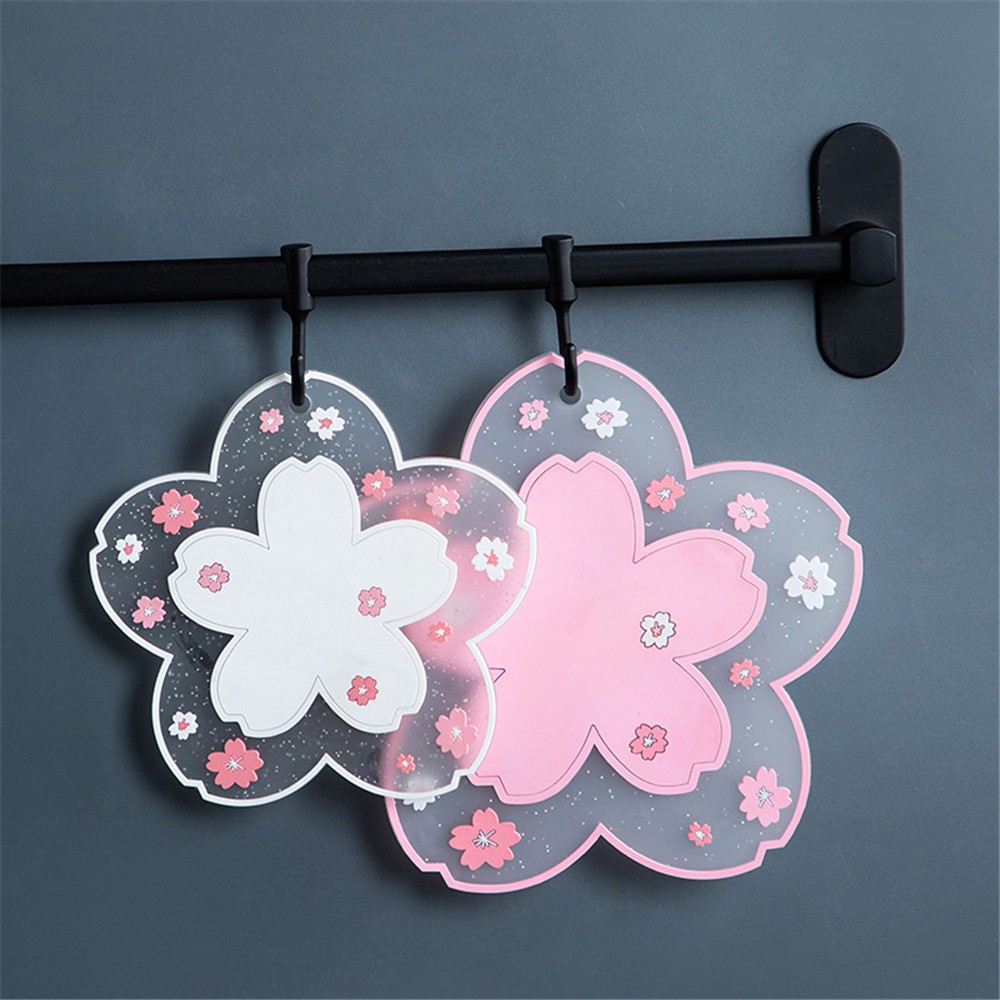 【COD Tangding】Home Cherry Blossom Coasters Soft Glue Coasters Thermal Insulation Mats Household Anti-scalding Bowls Mats