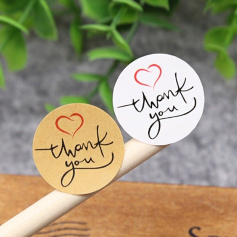

Thank You Sticker Stiker Label Segel Kemasan Hampers Goodie Bag Kraft White Cantik Love Bulat Sealer