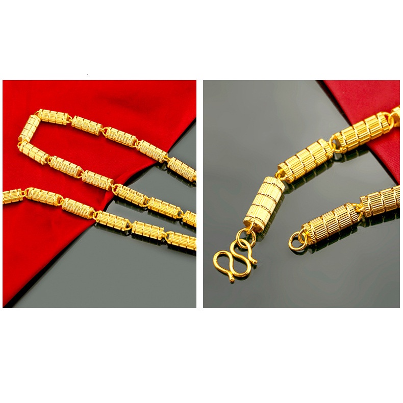 Kalung Rantai Emas Asli Kadar 375Desain Bambu Gaya Korea Untuk Pria