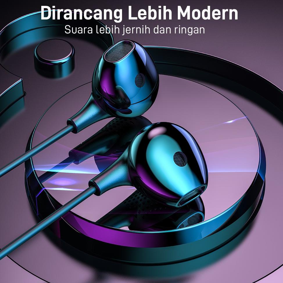 VEGER V203R Wired Earphone 3.5mm With Microphone Clear Sound Infinite Bass Handsfree ◦ GM.848