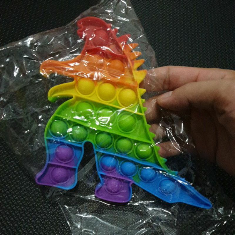 POP IT Karakter Hewan Rainbow Macaron Sugus UV | POPIT Binatang Unicorn Kupu-kupu Dino Godzilla-Godzilla Rainbow