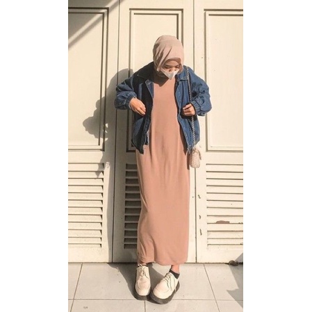 Manset Gamis Kutung Turtleneck | Inner Dress Tanpa Lengan Turtleneck Kaos Rayon Premium | Inner Dress Sleeveless