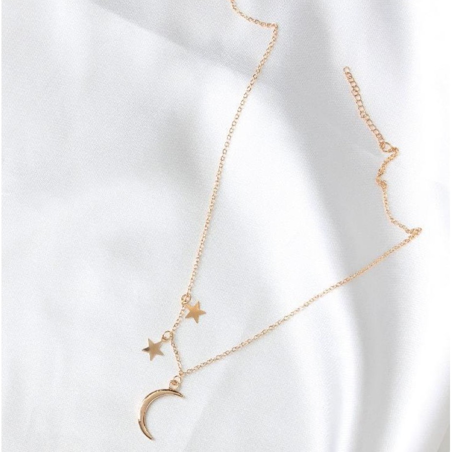 Kalung Wanita MOON STAR Korea Fashion Women Necklace Titanium Alloy Bulan Bintang Aksesoris Cewe