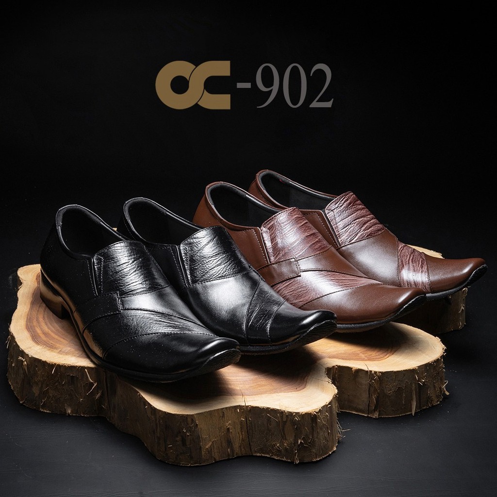 Sepatu Pantofel Pria Formal Kulit Asli Pria OC902 Full HItaM