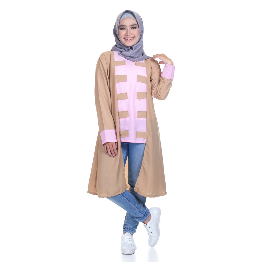 AULIA TUNIK MUSLIM WANITA BAJU TUNIK HITAM-PEACH DIJAMIN REAL PICT