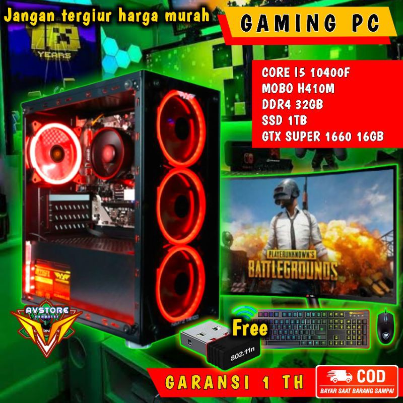 Pc Gaming Editing I5 Fullset Monitor 19 Inch Siap Pakai Editing Gaming