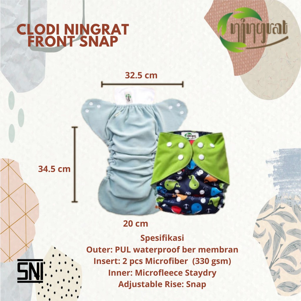 Popok Kain Cuci Ulang Clodi Ningrat Front Snap Pull Pant Newborn Nyaman