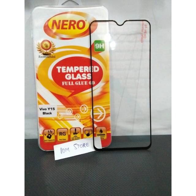 TEMPERED GLASS FULL GLUE 6D VIVOY15 2019 SCREEN GUARD NERO PREMIUM 9H HITAM ORI