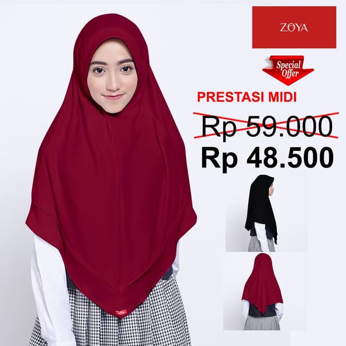 ZOYA PRESTASI MEDIUM Kerudung Sekolah   Anak   Bergo   Hijab Instan   Putih