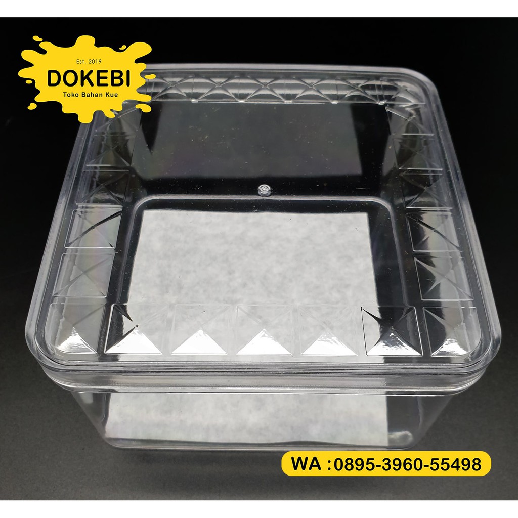 READY GOJEK TOPLES KOTAK KUE KERING PLASTIK NASTAR COKLAT DESSERT BOX 250 gram - 300gram PERSEGI