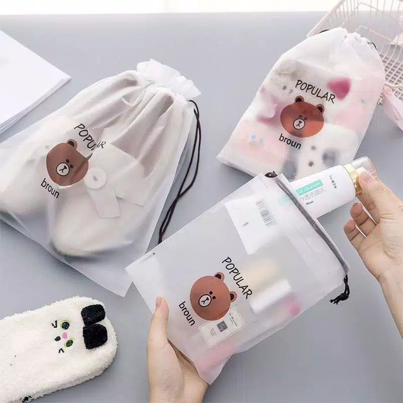 Pouch Make Up Kosmetik Tas Serut Travel Bag Transparan Tempat Organizer Aksesoris Sabun Sikat Gigi