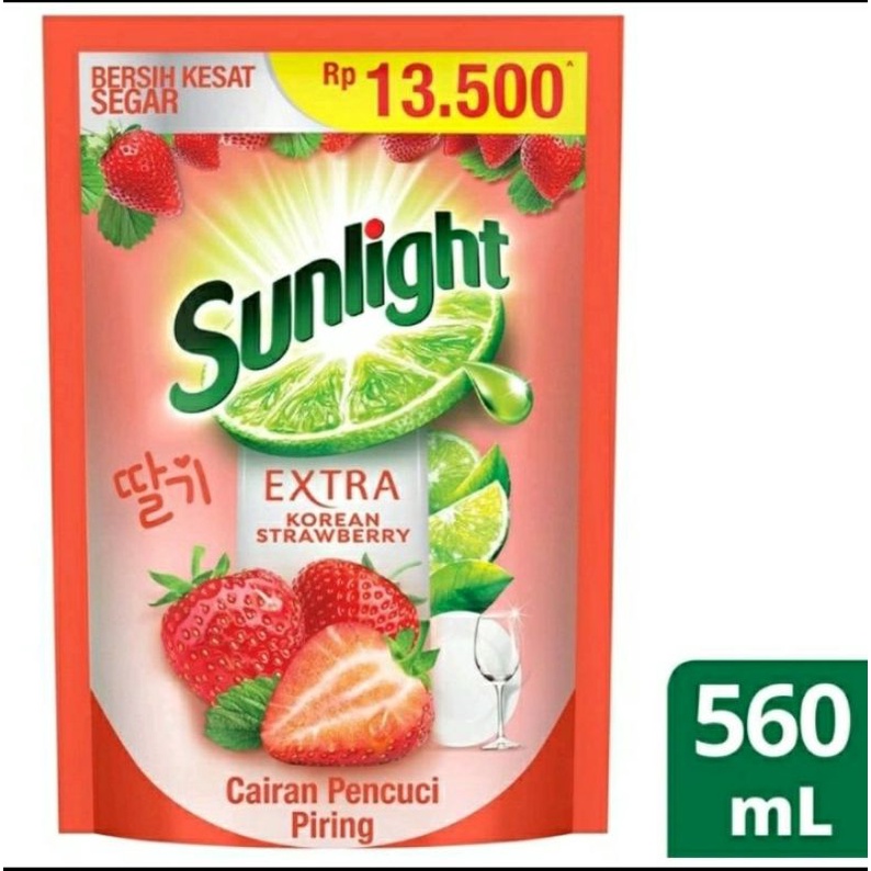 Sabun Cuci Piring Sunlight Korean Strawberry 560mL & Jeruk Nipis