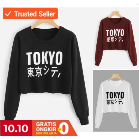 JAKET SWITER TERBARU ANTI VIRUS BAHAN LACOSTE~  XL SWEATER CROP WANITA TOKYO