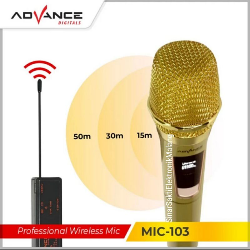 Microphone Mic Wireless Advance 103 Single Pengeras Suara Tanpa Kabel Karaoke