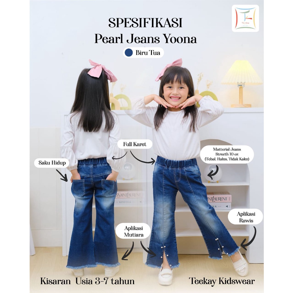 CELANA ANAK PEREMPUAN JEANS PANJANG USIA 3-5 TAHUN