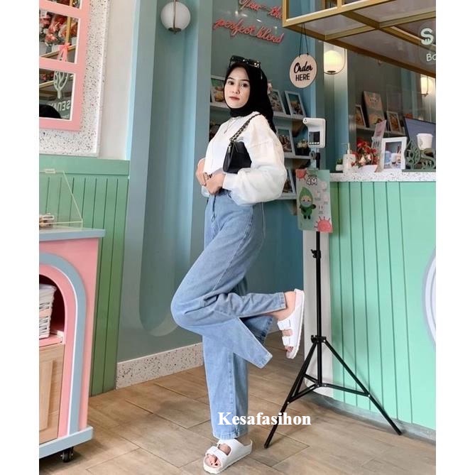 Hight kulot belah Waist Premium / Kulot Jeans Belah Samping / Kulot Jeans wanita