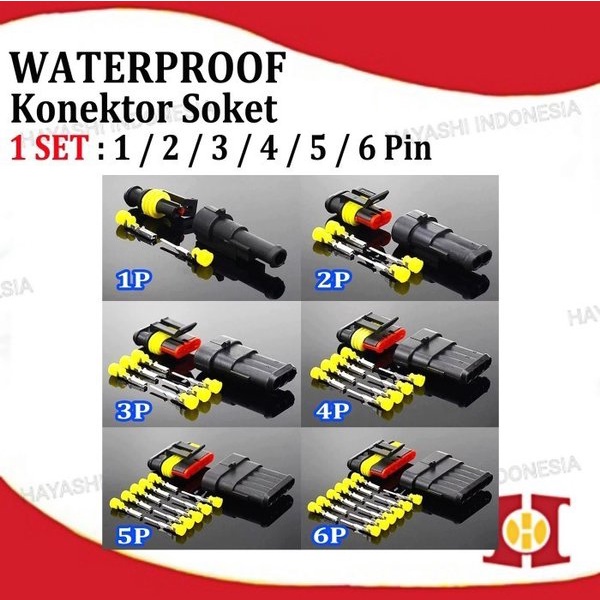 Soket Konektor Kabel Anti Air Socket Waterproof 1P 2P 3P 4P