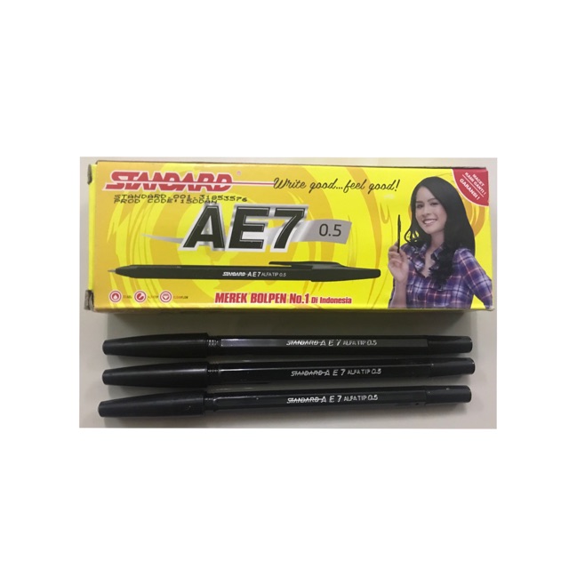 Pulpen Standard AE7 0.5 Hitam/Merah/Biru