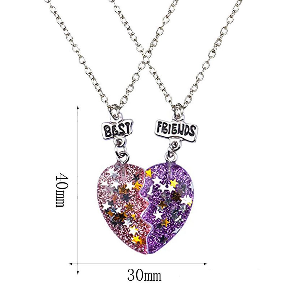 MXBEAUTY 2PCS/SET Best Friends Necklace Personality Heart Broken Couple necklace Trendy Cute Cool style Women and men Sequin Stitching Jewelry accessories