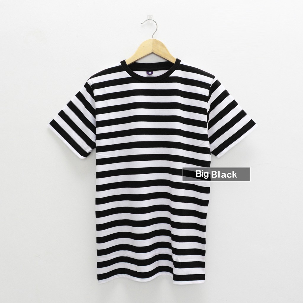 Kaos Polos Pendek Stripe Series Bahan Soft Katun Kombed Adem Untuk Cewek dan Cowok Warna