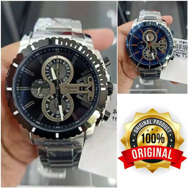 Jam Alexandre christie pria AC6532 Silver / AC 6532 rantai silver
