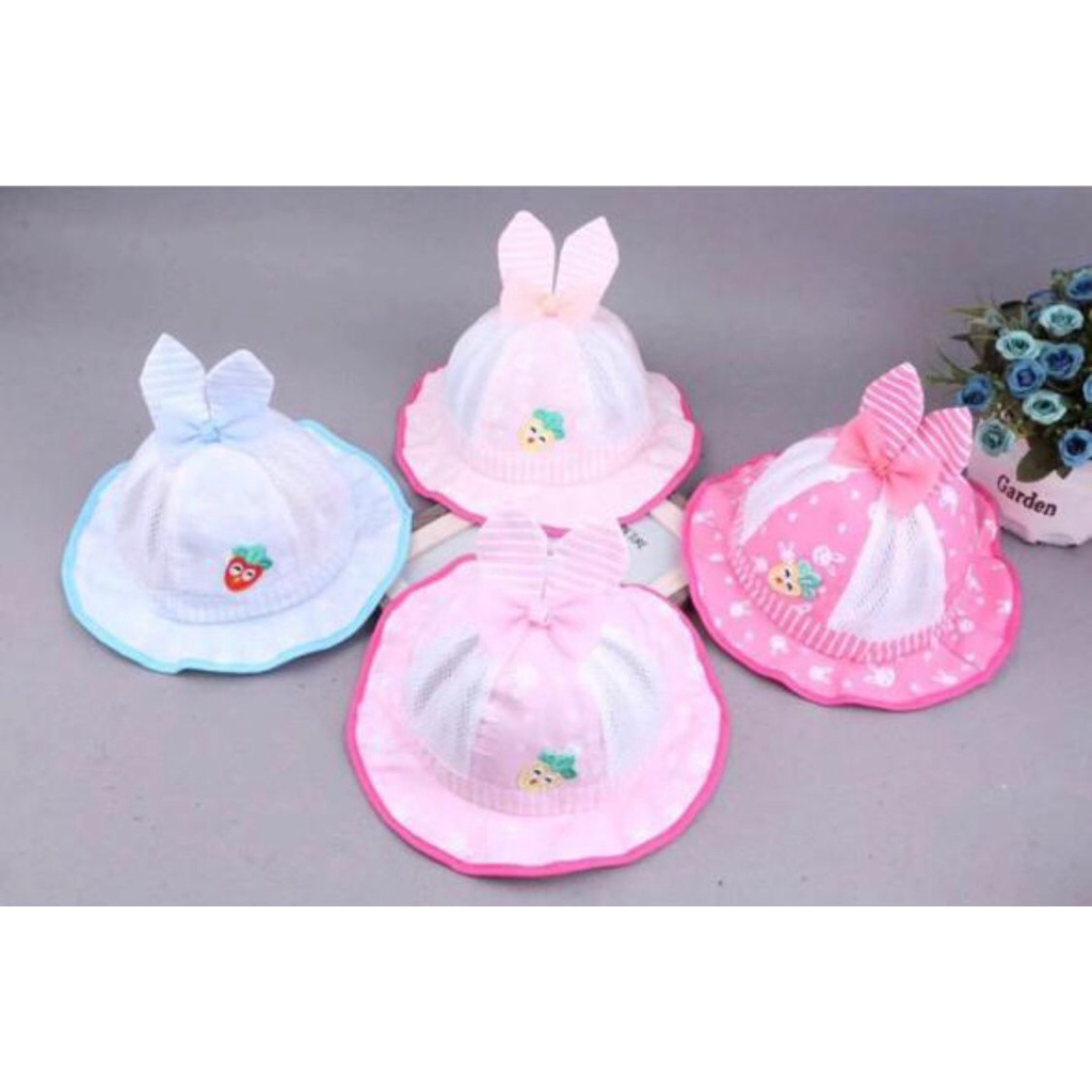 Bucket Hat - Topi Bulat Pita Import Untuk Anak Perempuan 12180