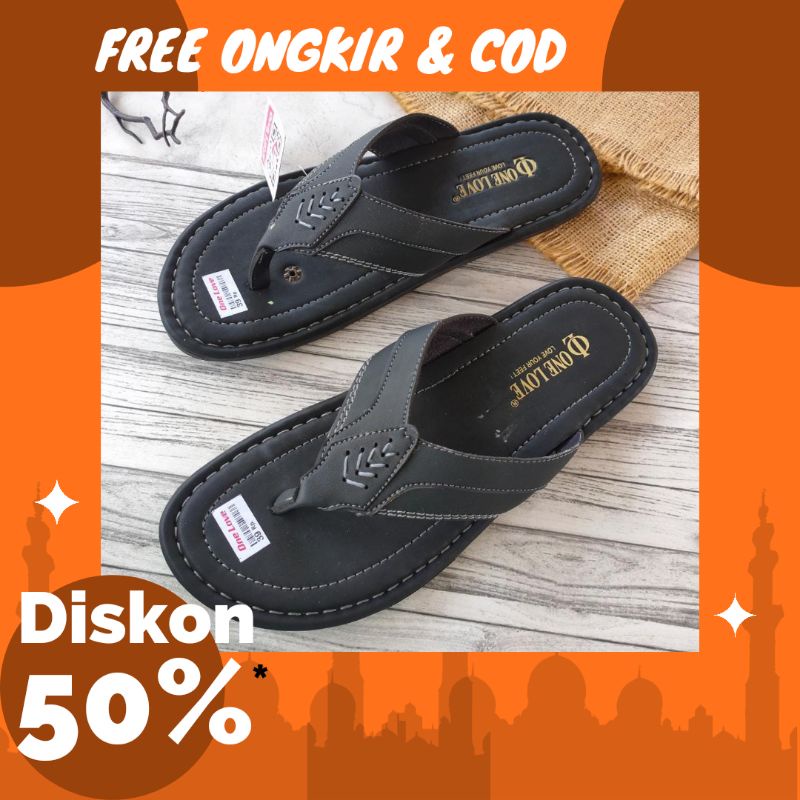 PROMO Sandal pria dewasa murah/sendal cowo branded karet original one love sandal japit pria kekinia