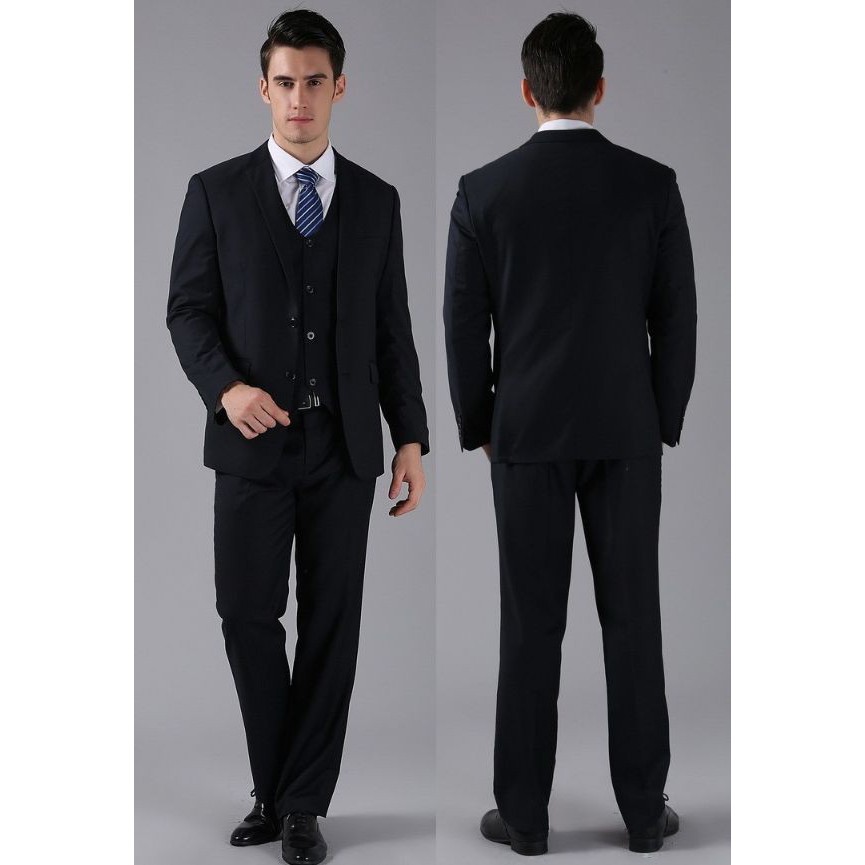 SETELAN JAS KERJA PRIA WARNA HITAM SLIMFIT 3IN1 ORIGIAN BAHAN HIGH TWIST PREMIUM