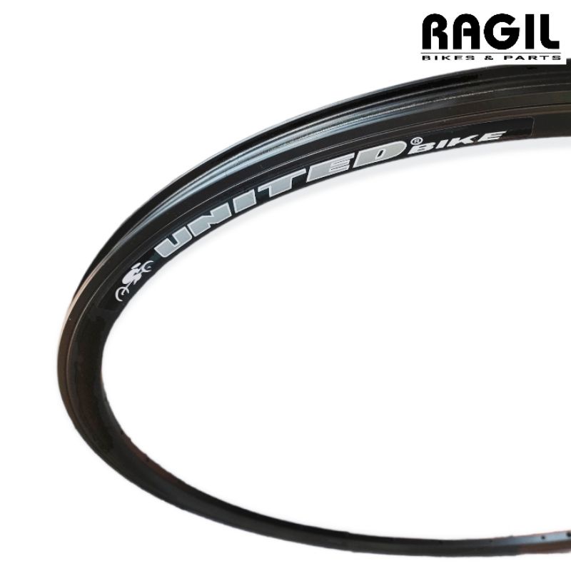 VELG SEPEDA 700 700C UNITED FIXIE BALAP ROAD BIKE DOUBLE WALL LUBANG 32H 36H 32 36 H HOLE HITAM RIMS