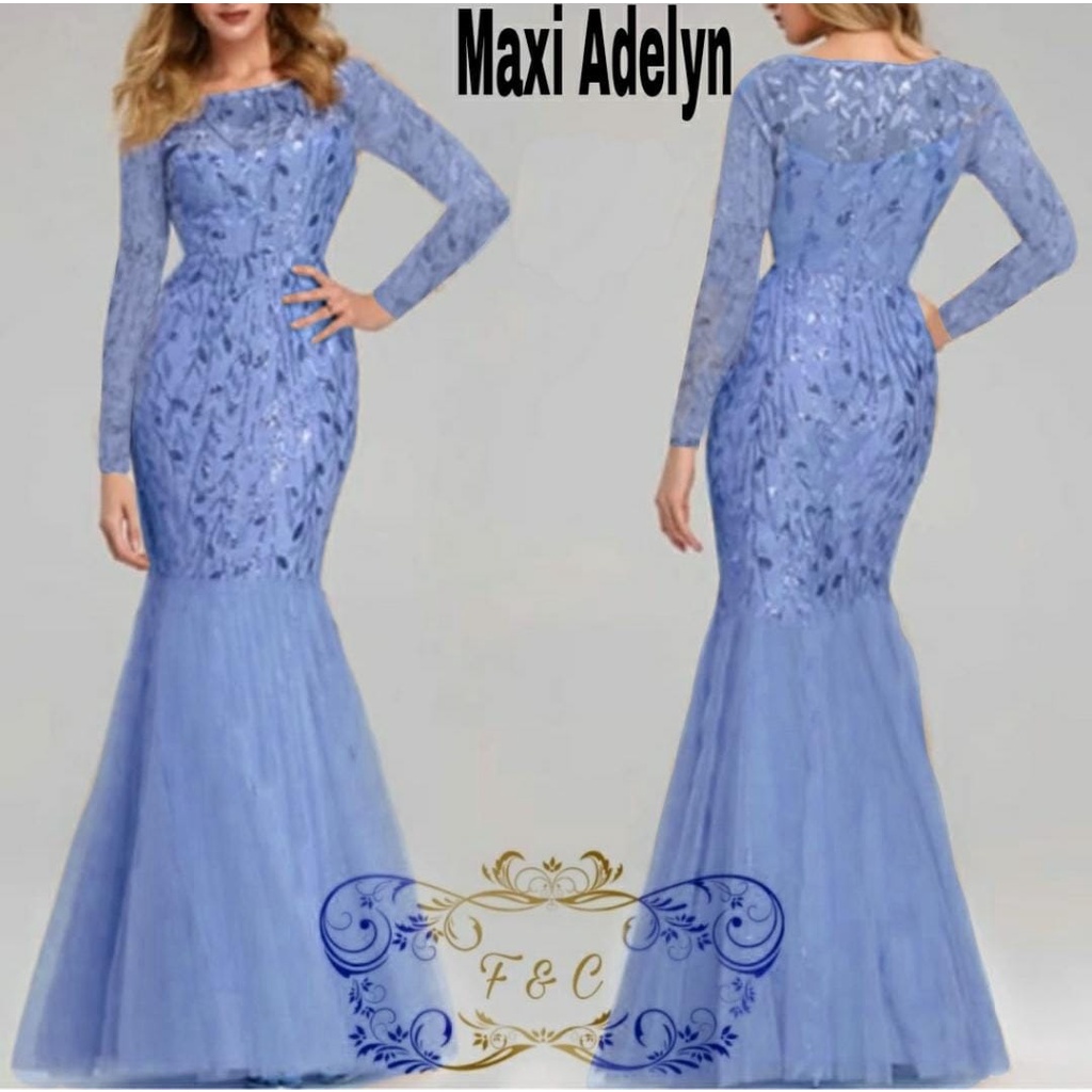 PCS MAXY ADELYN FASHION PAKAIAN WANITA MAXI DRESS BAHAN TILE MUTIARA FE