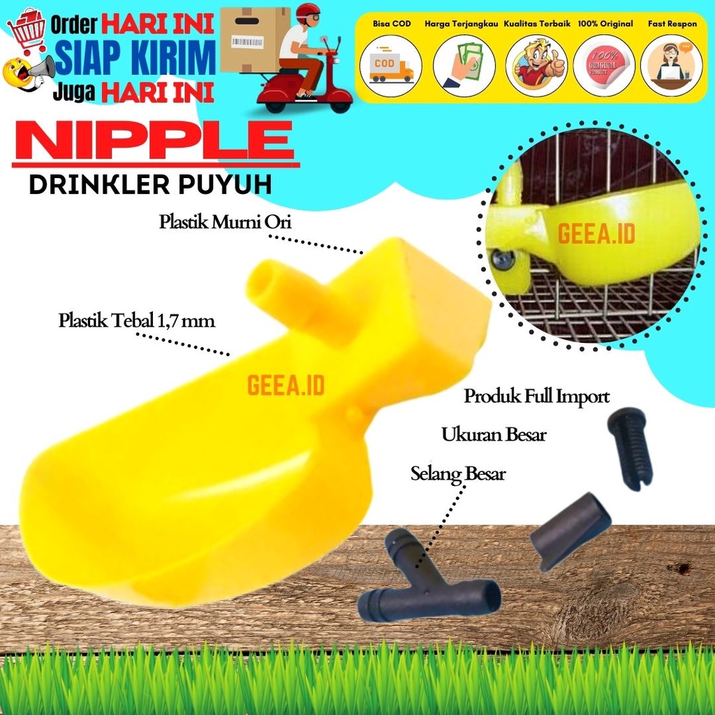 nipple niple nipel ayam burung puyuh tempat minum puyuh - GEEA.ID