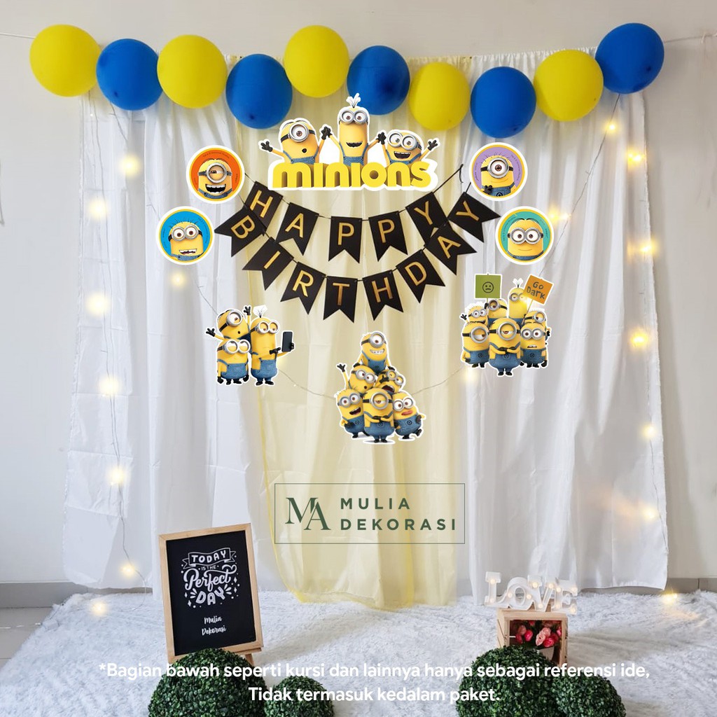 Backdrop Dekorasi Ulang Tahun Happy Birthday 1 set paket Tirai Pesta Anak Paket Karakter