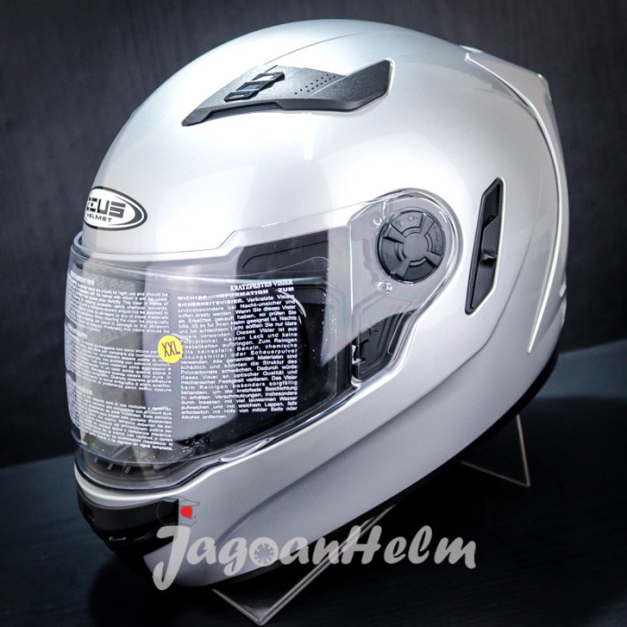 ZEUS Helm ZS813 SOLID 813 SILVER FullFace ZS-813 Double Visor