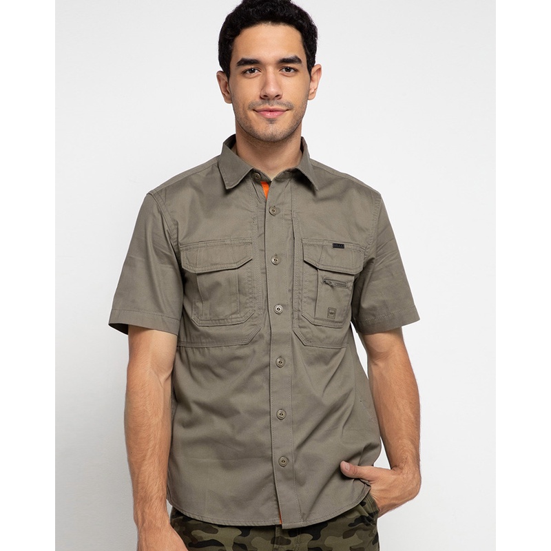 KEMEJA MGEE TRAVIS C019 - LIGHT BROWN - KEMEJA LENGAN PENDEK