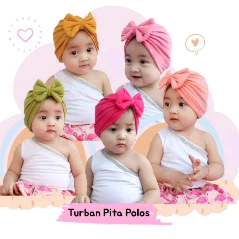 TURBAN ANAK PITA - Turban Anak Polos - Turban Bayi - Ciput bayi, Best seller 0-2 TH