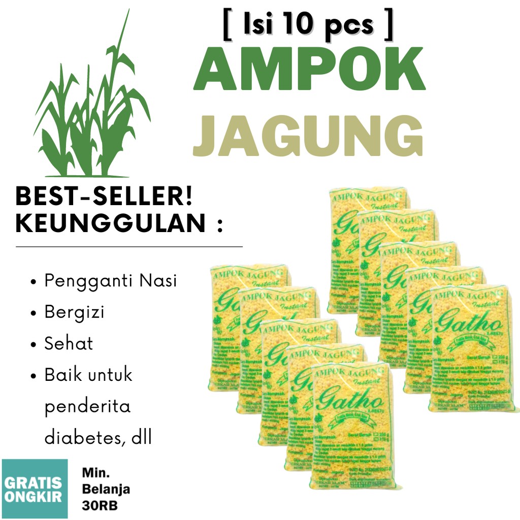 

(Isi 10pcs) Nasi Jagung Instan / Ampok Jagung