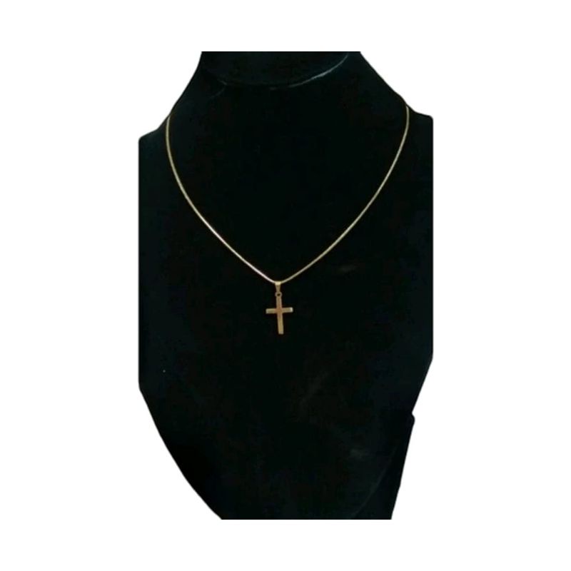 kalung titanium emas liontin salib