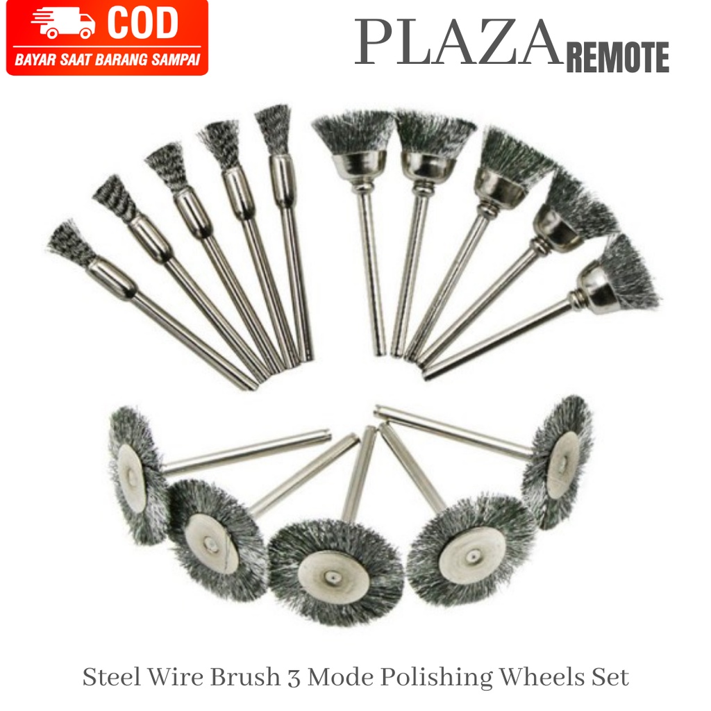 Mini Wire Steel Brush Polishing Wheel PENCIL BRUSH SET 12PC