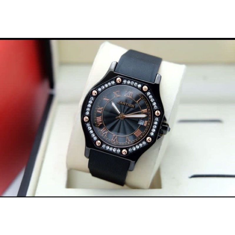 JKT COD Jam Tangan Fashion Cartier Body Manik Manik Tanggal Aktif