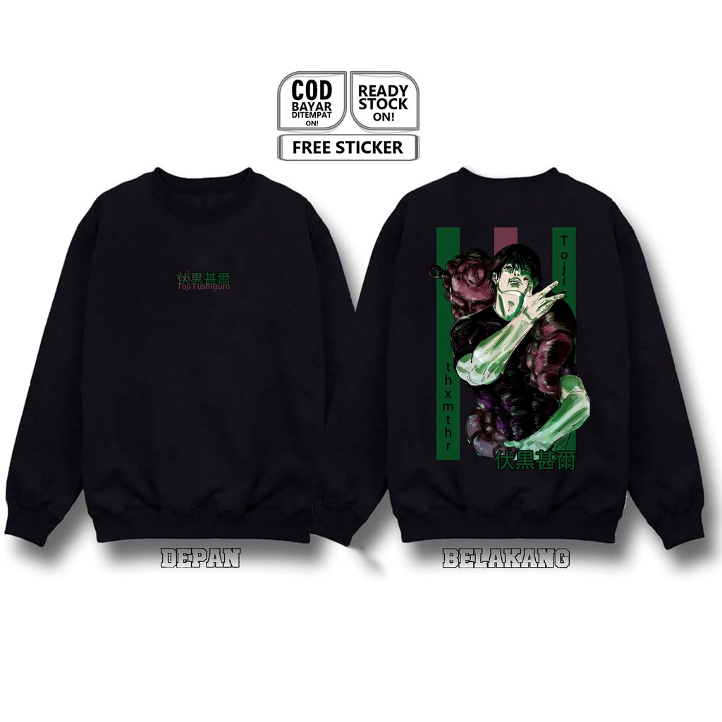 SWEATER CREWNECK ANIME JUJUTSU KAISEN TOJI FUSHIGURO GOJO KENTO ITADORI MANGA BAJU JEPANG JAPANESSE