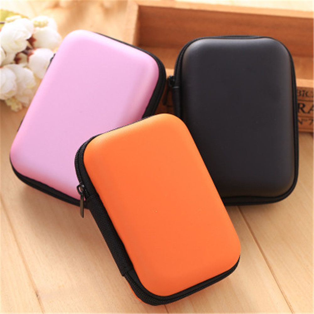 QUINTON 2.5&quot; HDD Bag Earphone Box Hard Disk Case EVA Storage Box Portable Cover External Drive Protector HDD Carry Case Multifunction Zipper Pouch/Multicolor