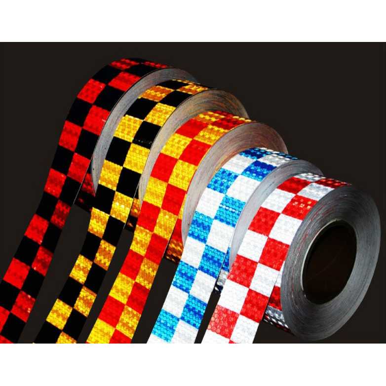 TaffPACK Car Reflective Sticker Warning Strip Tape Two Color 5x300cm-Merah Putih