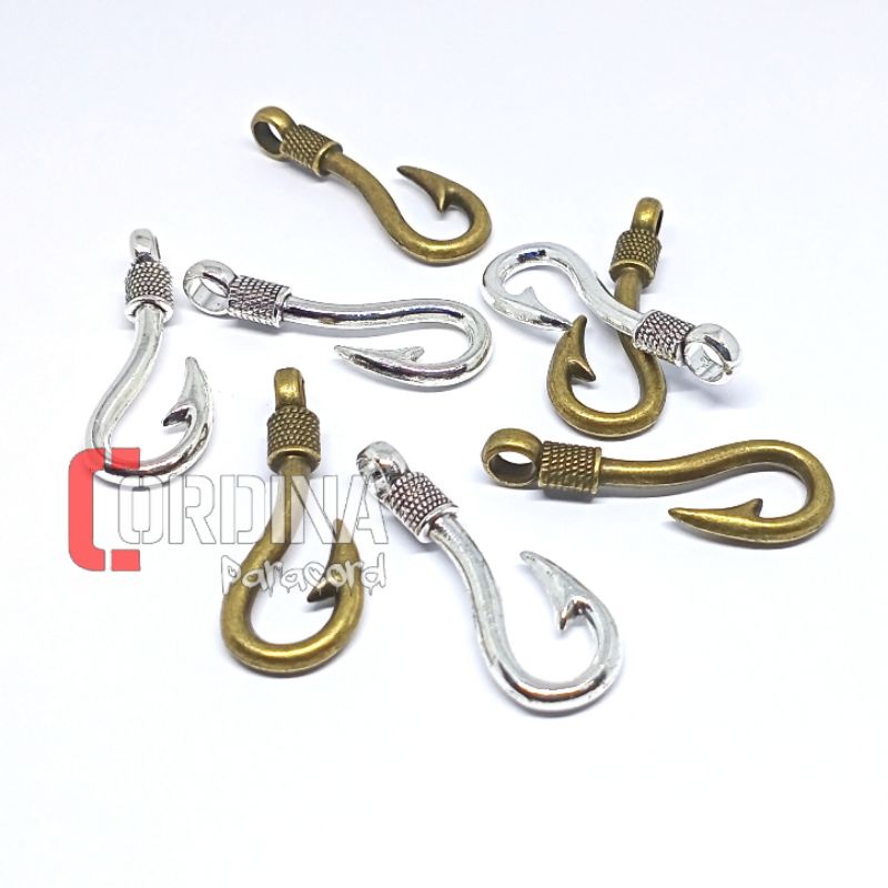 Charm Konektor Kail Aksesoris Gelang Paracord Simple Fishhook Bahan Logam