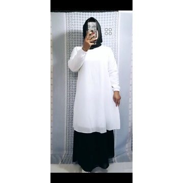 gamis malaysia hitam putih /gamis ceruty malaysia seragam kantor/dinas/asn/guru/kuliah