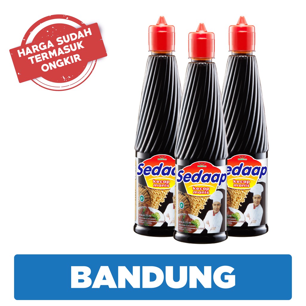 Food Kecap Manis Sedaap Botol 275ml 3 pcs (Harga + Ongkir