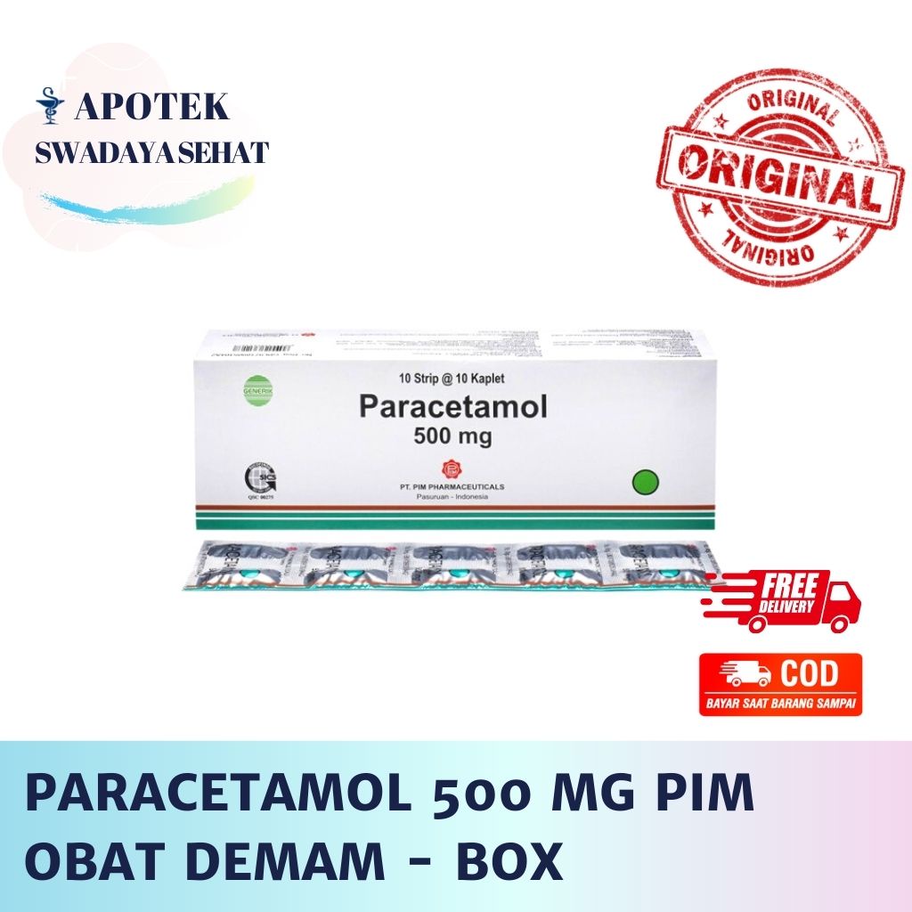 PARACETAMOL PIM 500Mg BOX Parasetamol 100 Tab - Obat Demam Penurun Panas