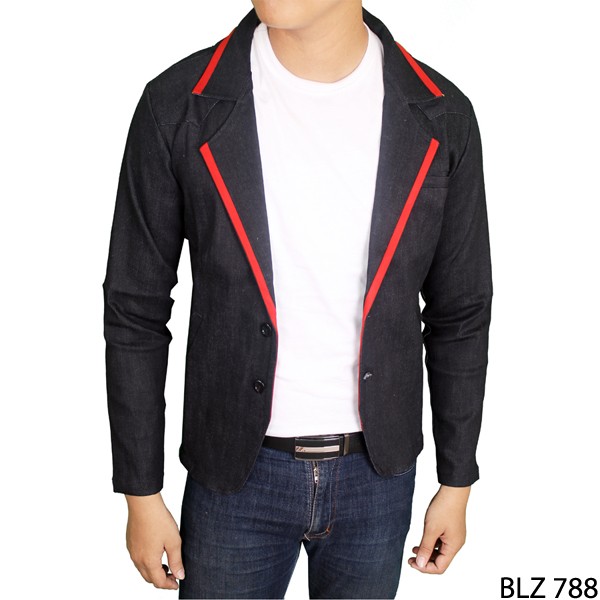 Blazer Pria Gaul Jeans Hitam – BLZ 788