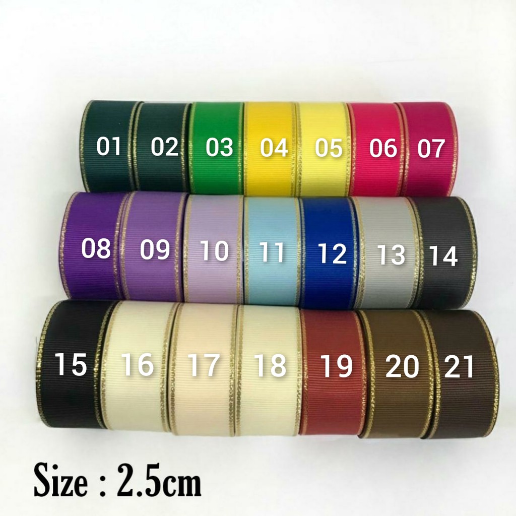 1 YARD - PITA GROSGRAIN LIST EMAS | 5 MACAM SIZE