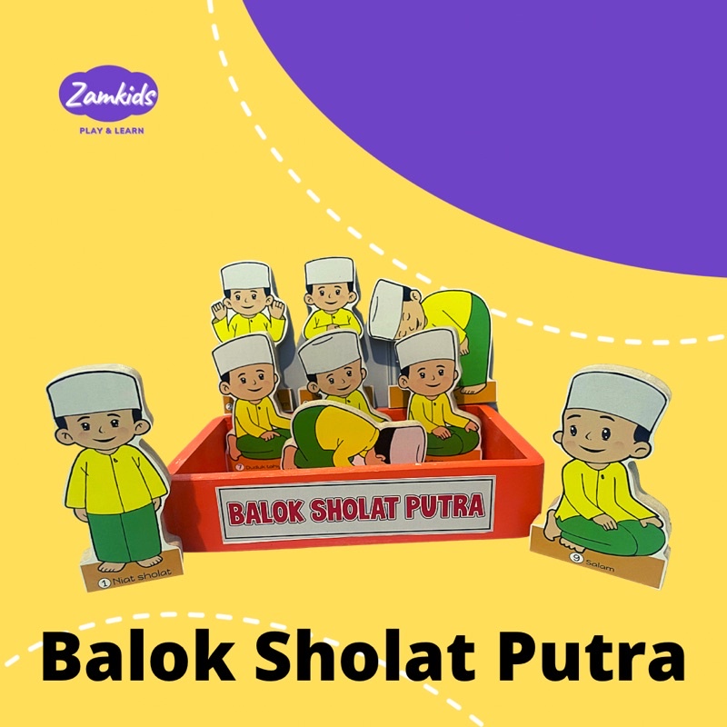 MAINAN BALOK KAYU EDUKASI ANAK BALITA SHOLAT SHALAT